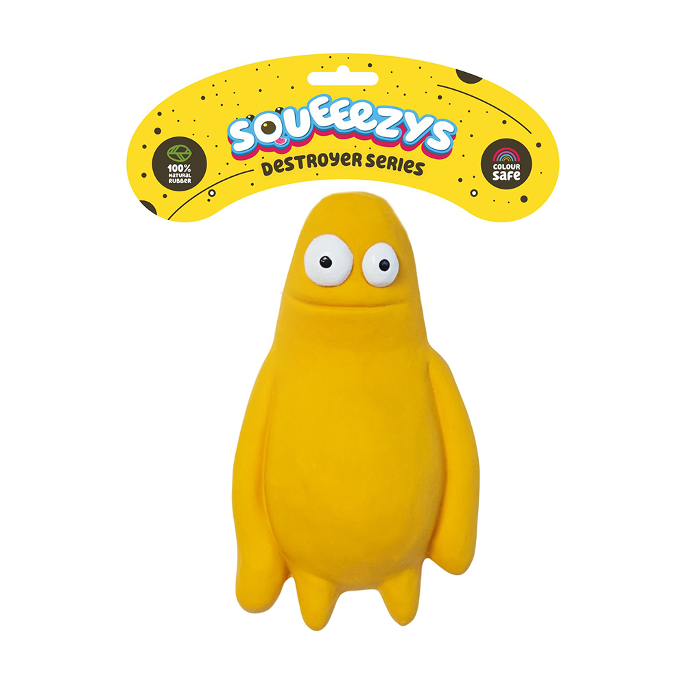 Squeeezys Latex Monster Squeaky Chew Toy for Dogs (Yellow)