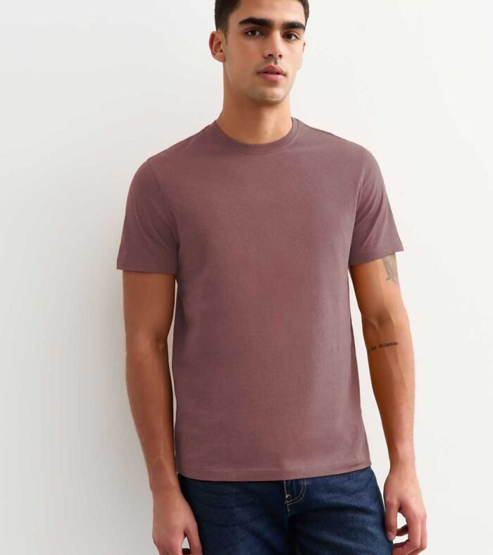Solid Men Half Sleeve T Shirt Mauve Taupe