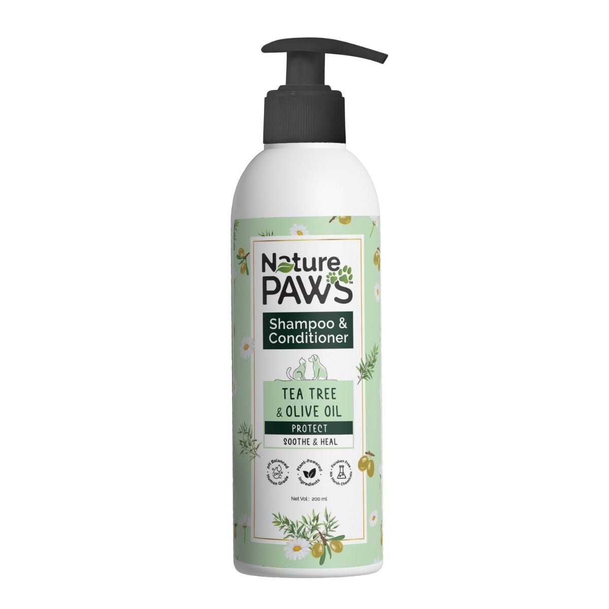 NaturePAWS Protect Range Tea Tree, Olive & Chamomile Shampoo & Conditioner for Cats & Dogs