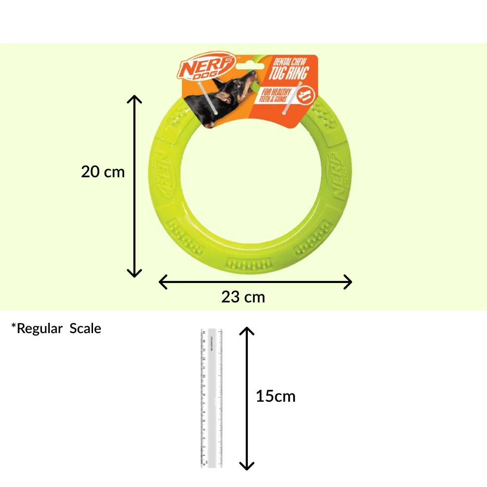 Nerf Dog Dental Tug Ring Toy for Dogs (Green)