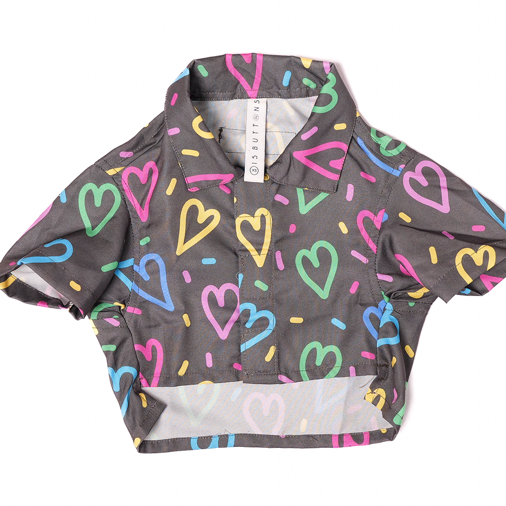 15 Furries Heart Buzz Shirt for Cats (Black)