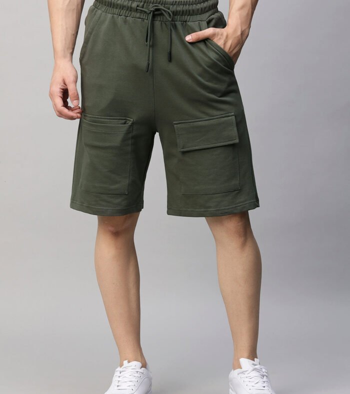 Mens Cargo Shorts - Olive Green