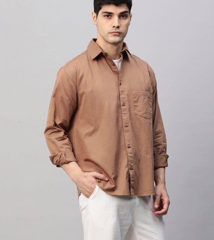 Mens Full Sleeves Shirt - Khaki