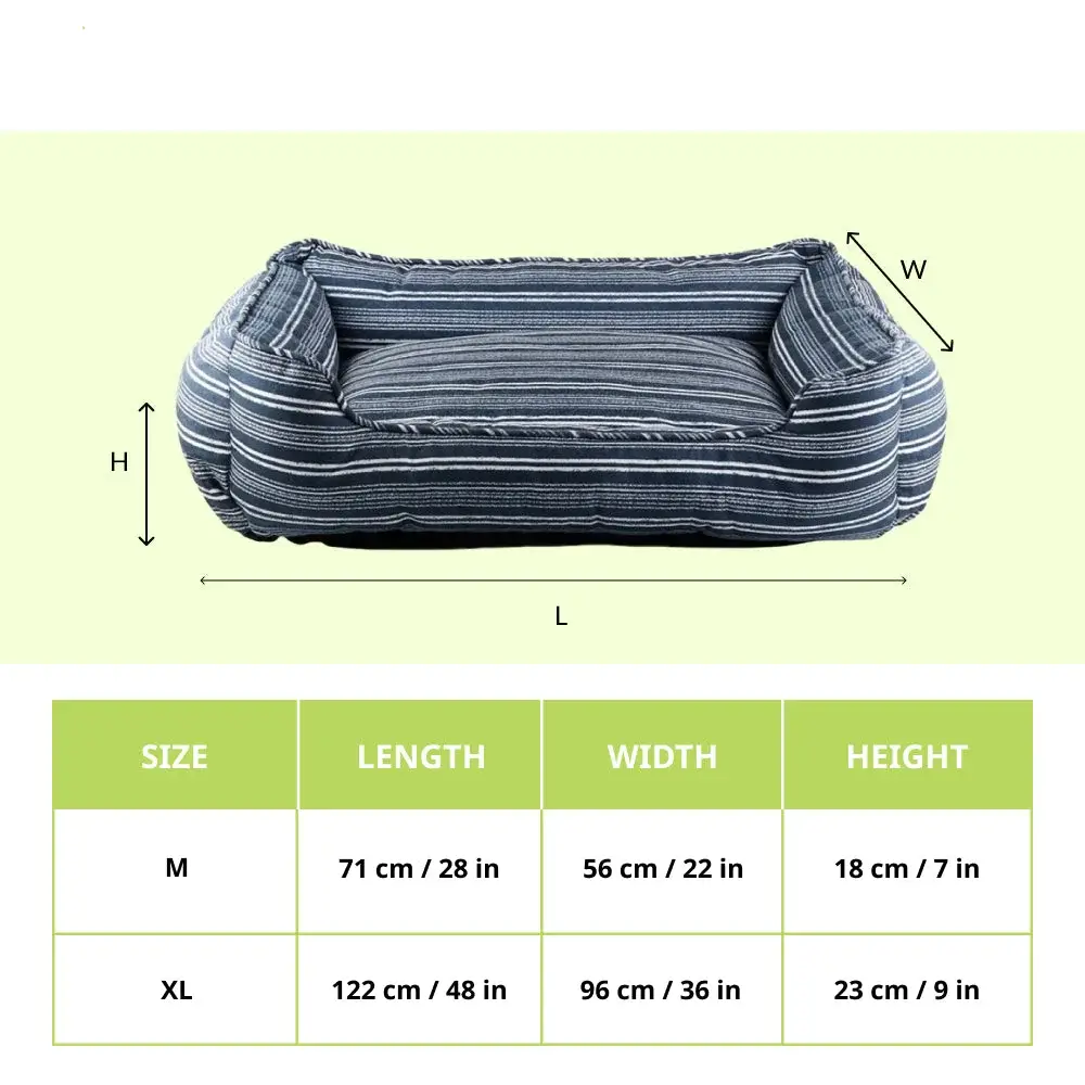 Pawpourri Striped Cuddler Bed for Dogs and Cats (Blue Stripe)