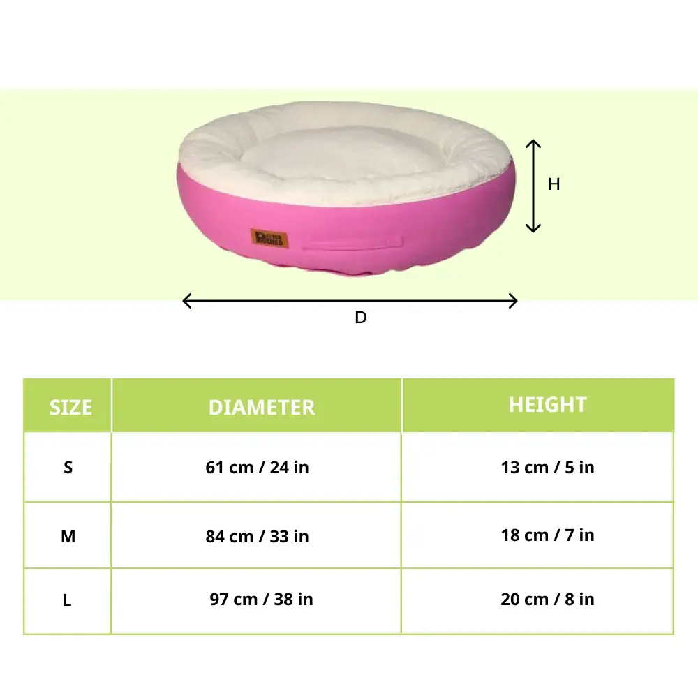 Petter World Ultra Luxury Cotton Canvas Donut Bed With Removable Sherpa Fur Cushion for Dogs (Crocus)