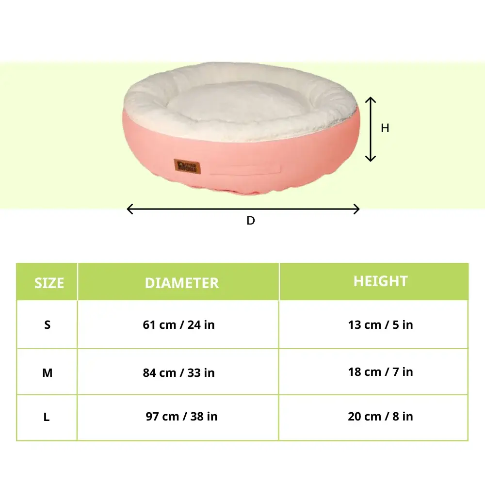 Petter World Ultra Luxury Cotton Canvas Donut Bed With Removable Sherpa Fur Cushion for Dogs (Peach Pearl)