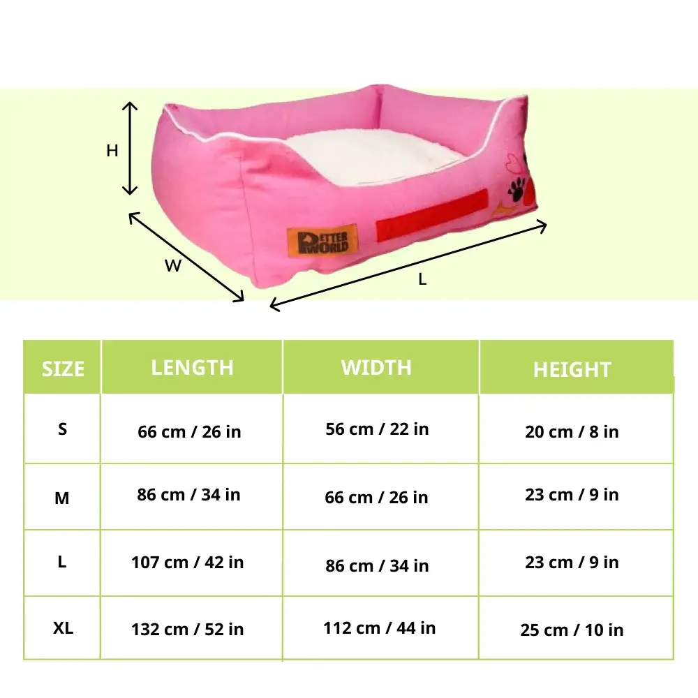Petter World Ultra Luxury Cotton Canvas Lounger With Removable Sherpa Fur Cushion for Dogs (Crocus)