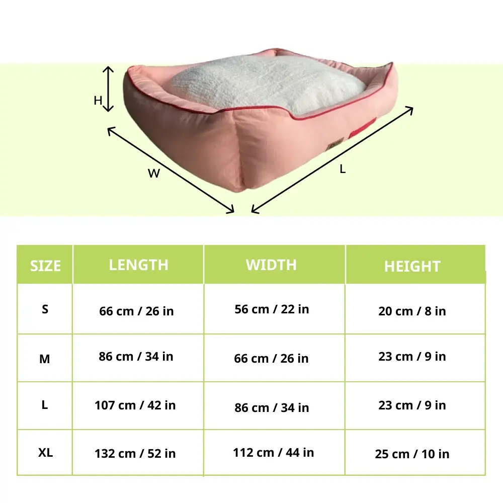 Petter World Ultra Luxury Cotton Canvas Lounger With Removable Sherpa Fur Cushion for Dogs (Peach Pearl)
