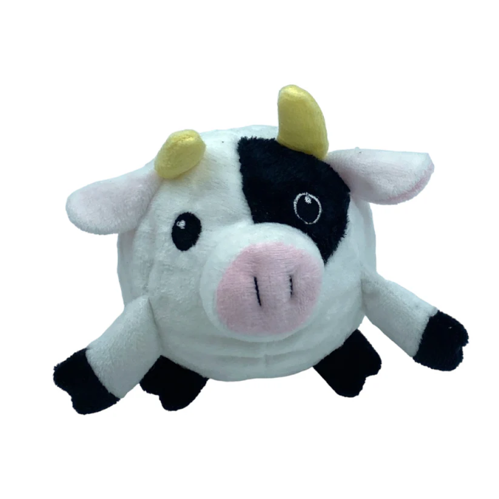 Talking Dog Club Cow Happy Bouncer Plush Ball Toy for Dogs (White)