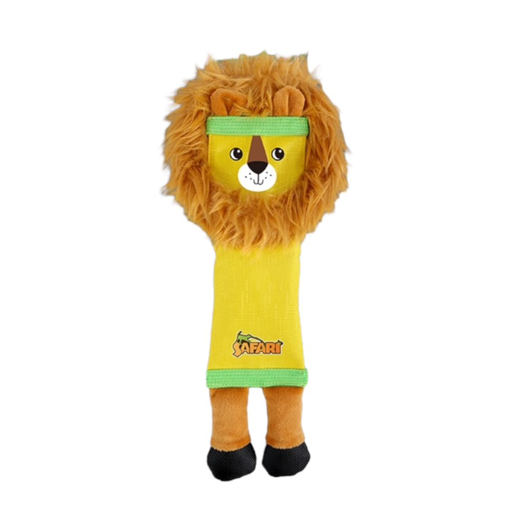 Talking Dog Club Tough Lion Squeaky Plush Toy for Dogs (Yellow)
