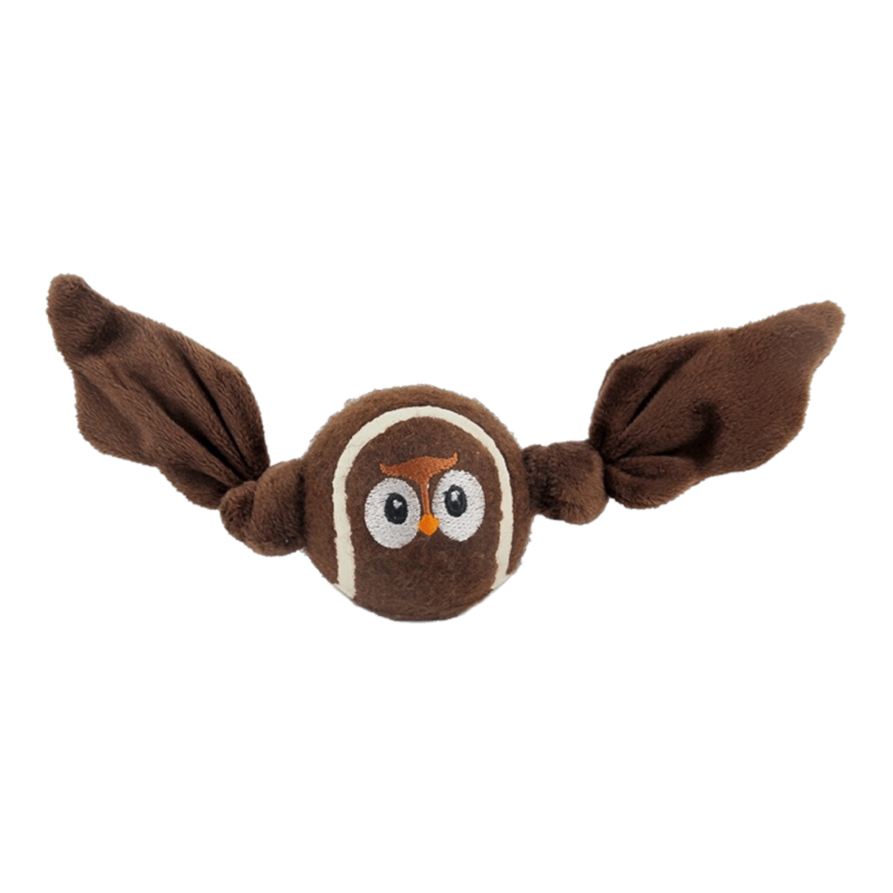 Talking Dog Club Owl Ball with Wings Toy for Dogs (Brown)