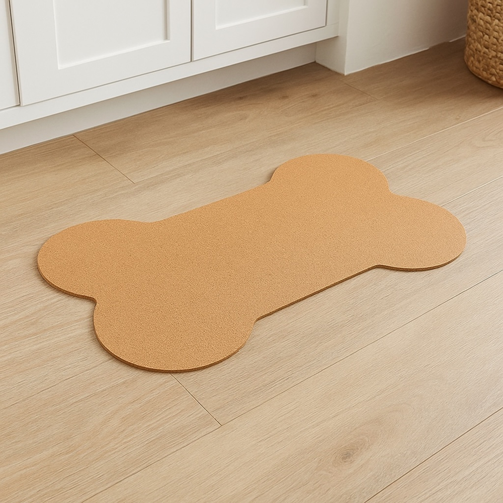 Talking Dog Club Food and Water Cork a Mat Floor for Dogs and Cats (Brown)