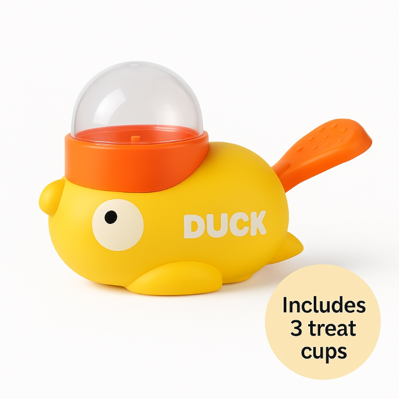 Talking Dog Club Oh Duck 3 Portion Cups Included Treat Dispenser for Dogs and Cats