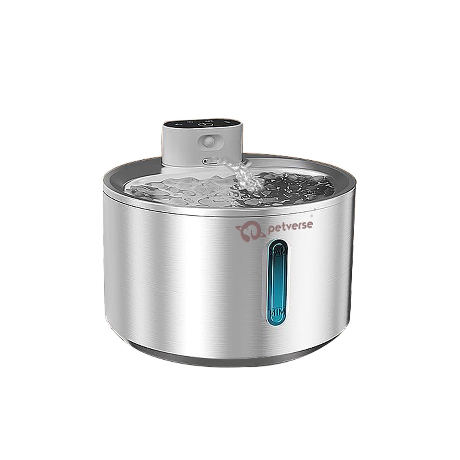 Petverse Smart Motion Sensor Pet Water Fountain for Dogs & Cats (Silver)