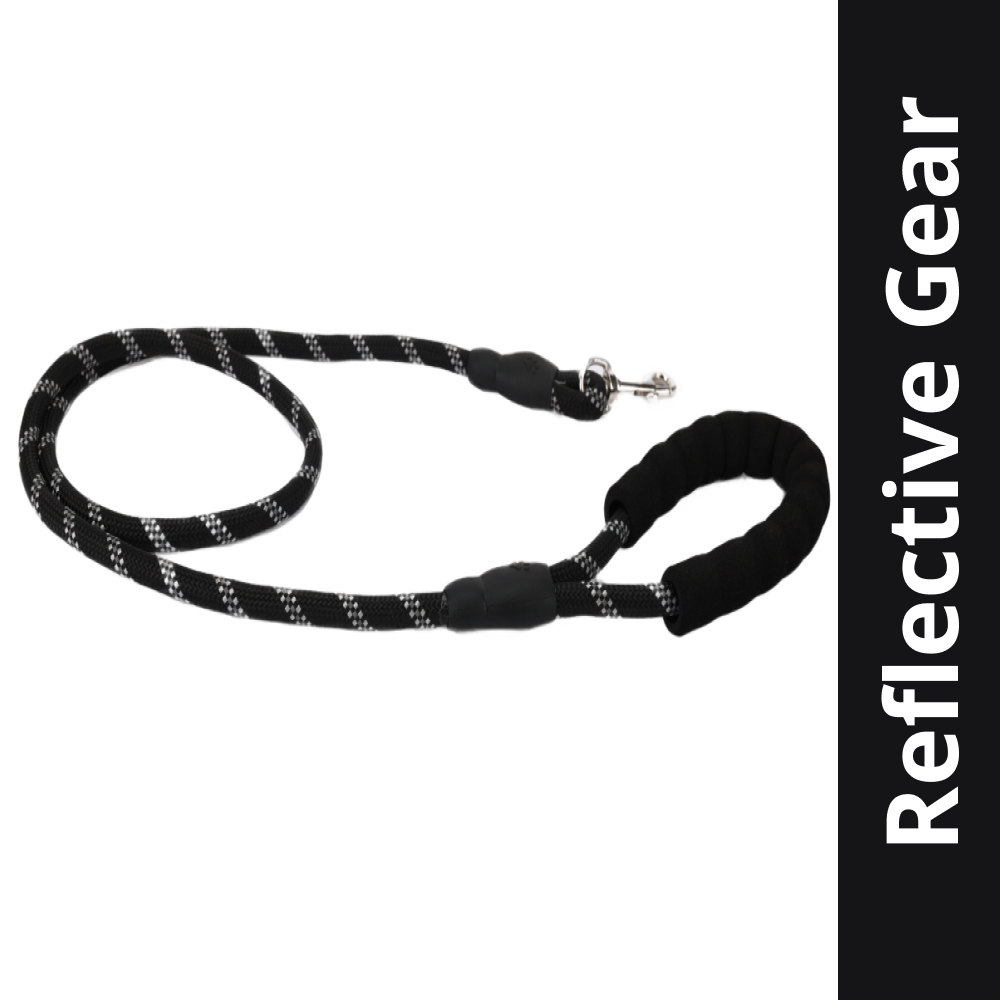 Skatrs Reflective Nylon Rope Leash for Dogs (Black/White)