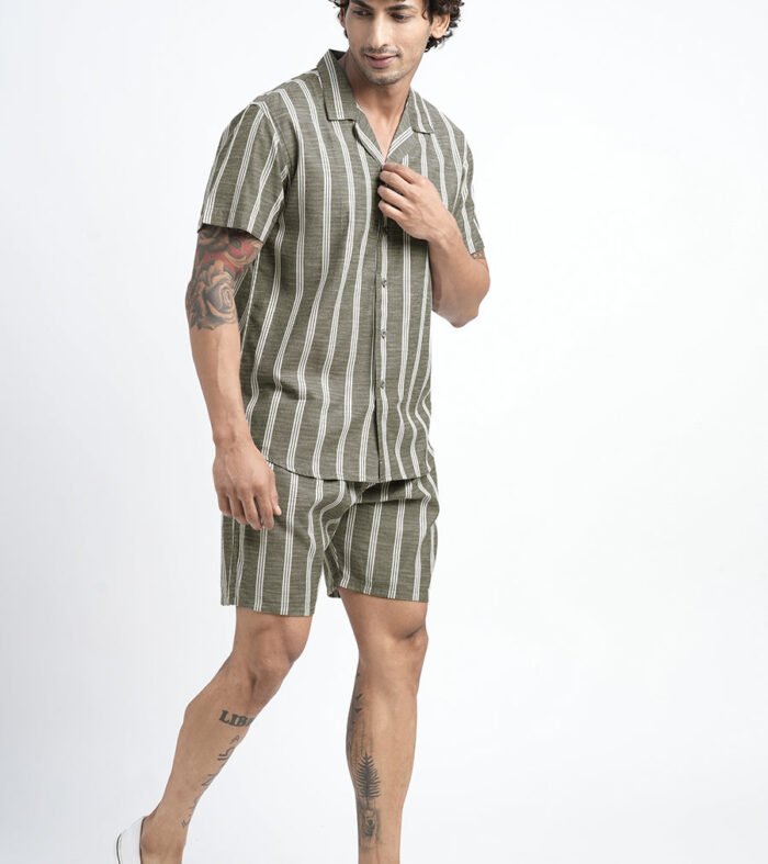 Men Premium Cotton Twill Co-ord Set - Steel Grey