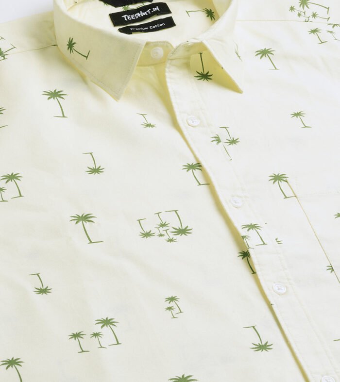 Palm Print Mens Half Sleeve Shirt