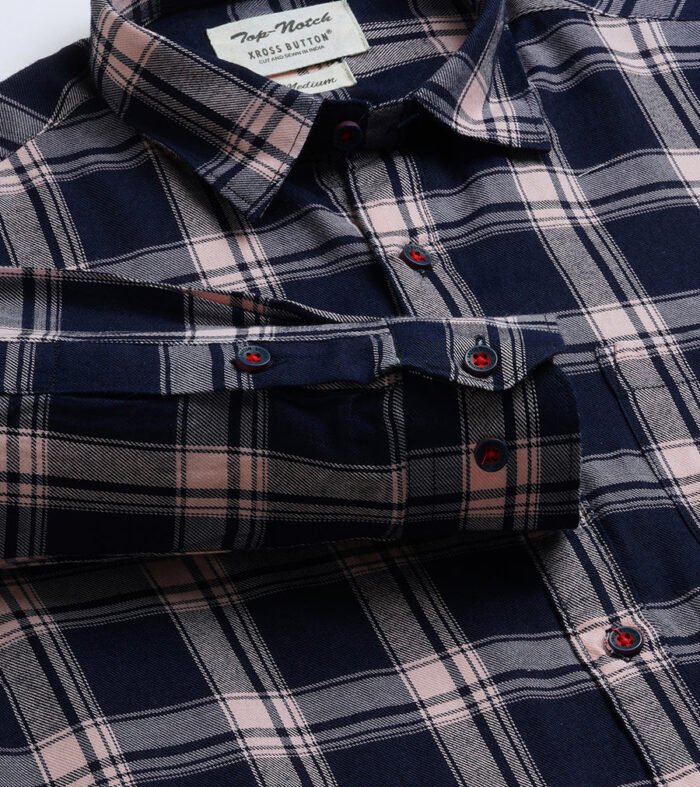 Plaid Check Mens Navy Shirt