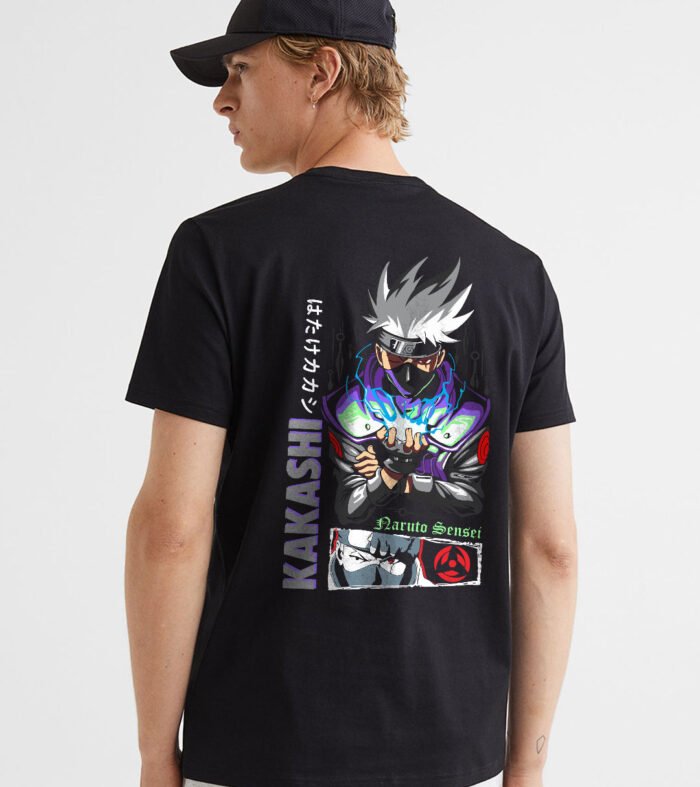 Sensei Kakashi Men Regular Fit Black Half Sleeve T-Shirt