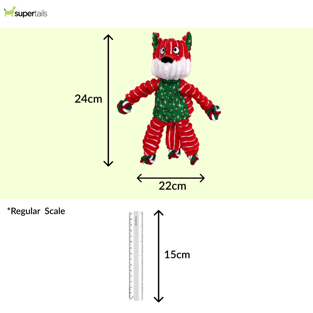 Kong Floppy Knots Fox Toy for Dogs (Red & Green)