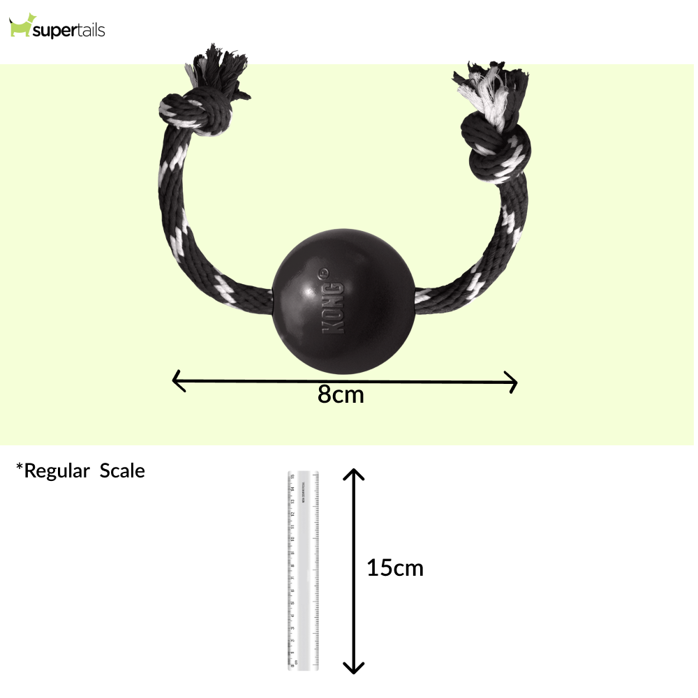 Kong Extreme Ball with Rope Toy for Dogs (Black)