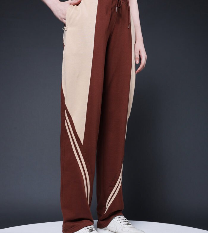 Women Colorblock Premium Terry Jogger with Side Stripes - Cocoa