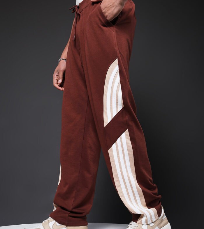 Men Premium Terry Jogger with Side Stripes - Cocoa