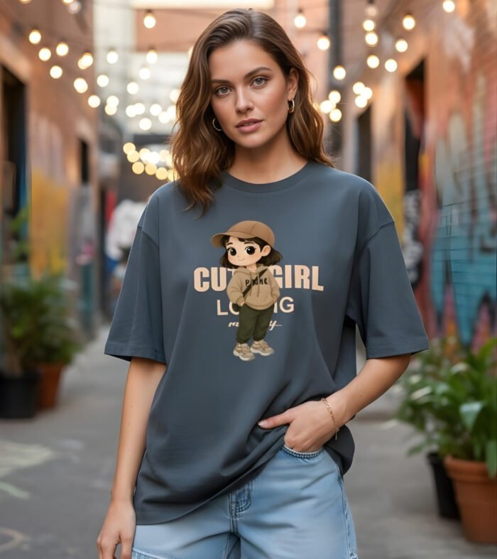 CUTE GIRL Women Graphic Oversized Printed T-Shirt