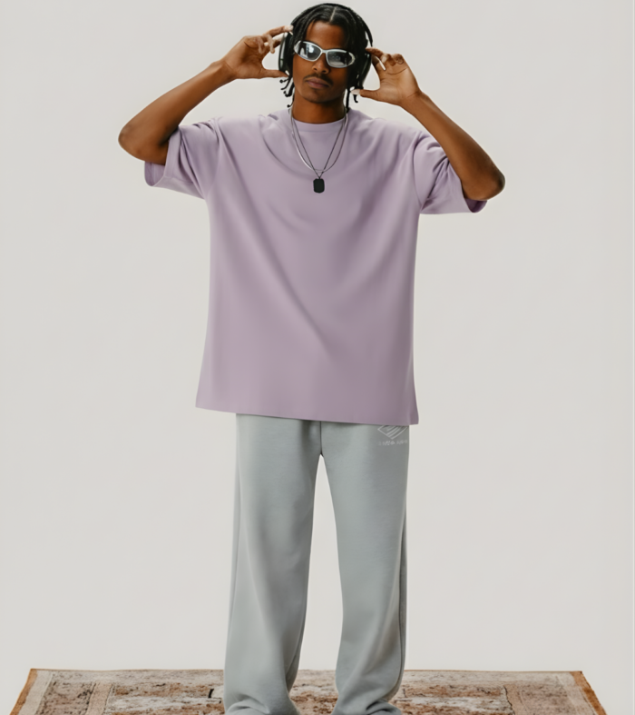Solid Men Oversized T-Shirt - Lilac