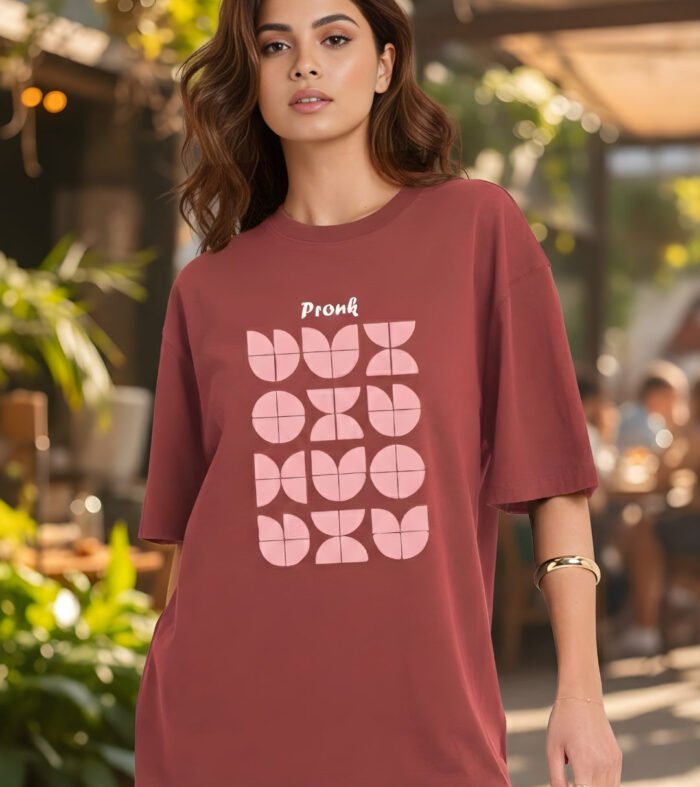 RHYTHM BLOCK Women Graphic Oversized Printed T-Shirt