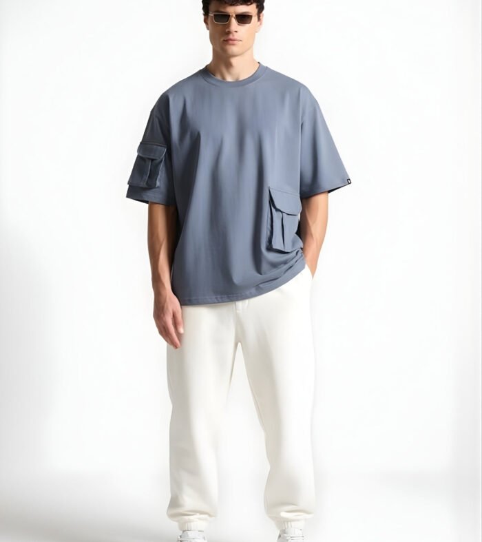 Cargo T-Shirt For Men - Denim Blue