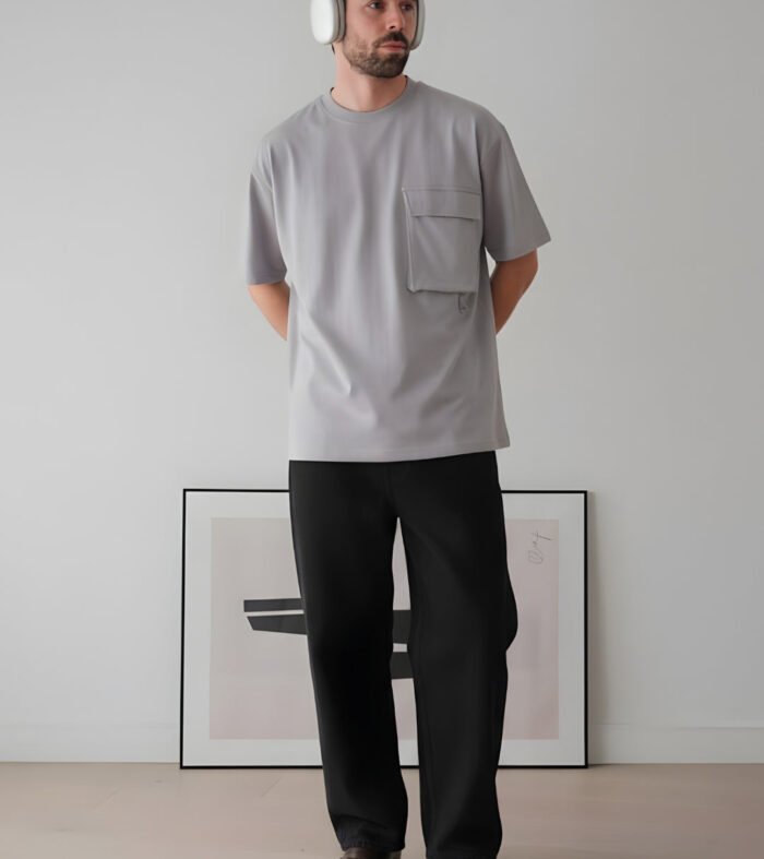 Cargo T-Shirt For Men - Ash Grey