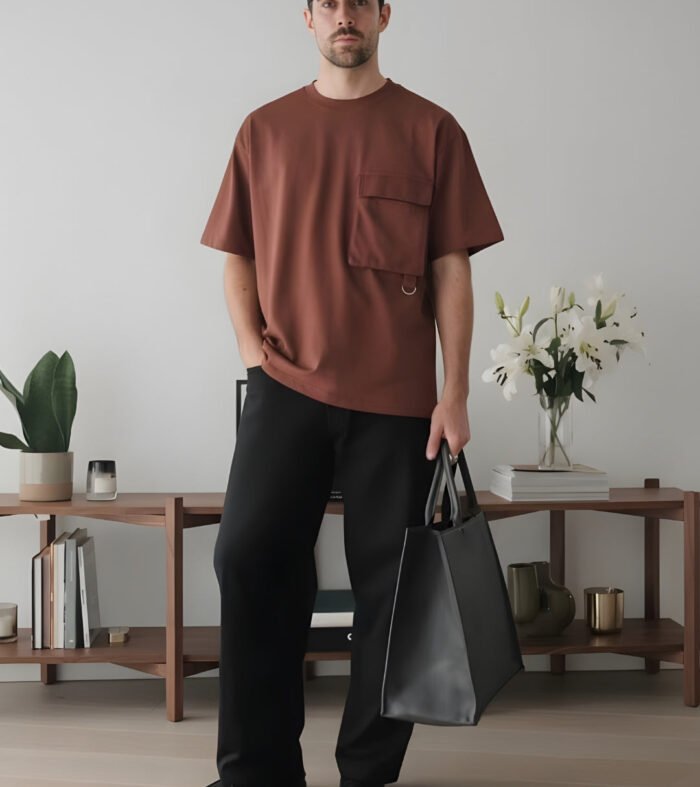 Cargo T-Shirt For Men -Cocoa