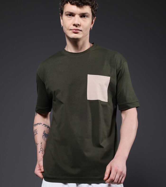 Hamo Men Oversized T-Shirt - Olive Green