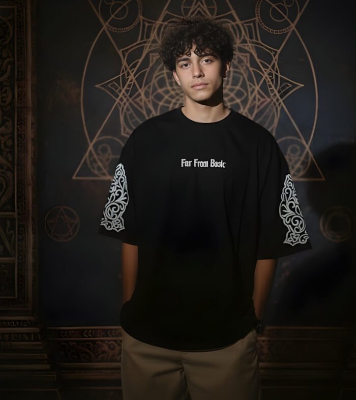 Far From Basic Puff Printed Men Premium Oversized T-Shirt