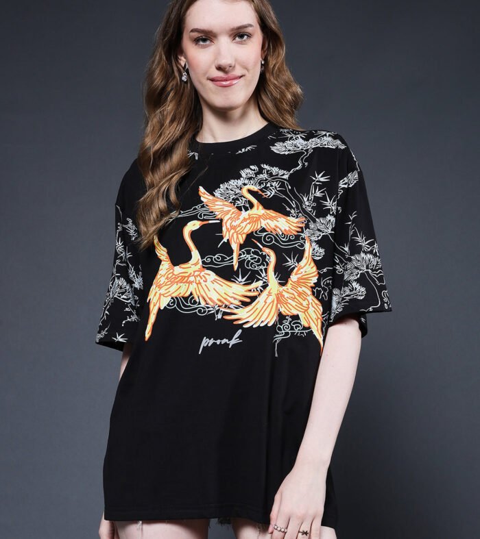 Mandala Roots Puff Printed Women Premium Oversized T-Shirt