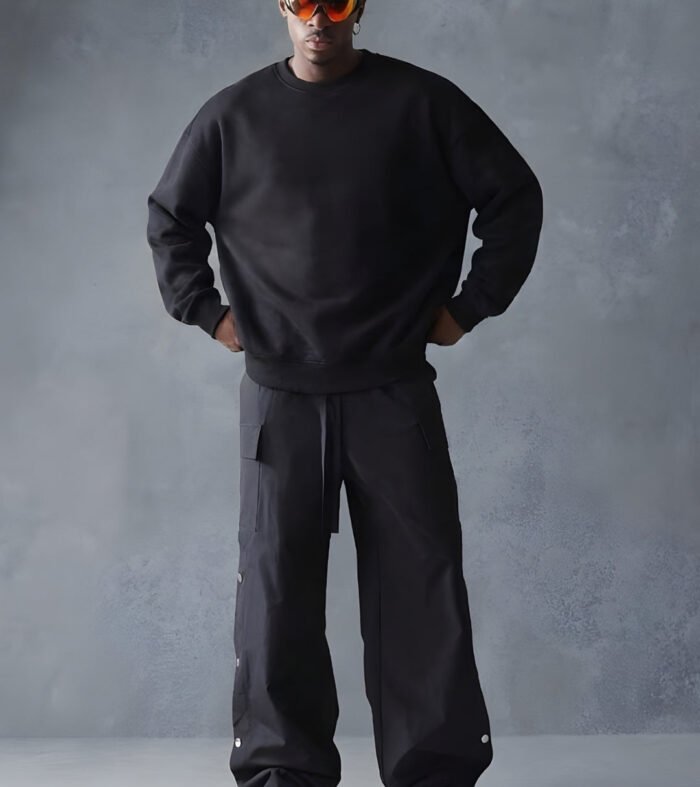 Men Solid Sweatshirt Black