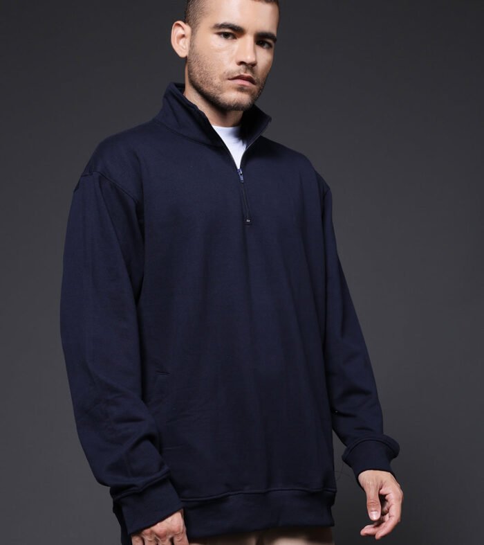 Solid Men Drop Shoulder Fleece Sweatshirt