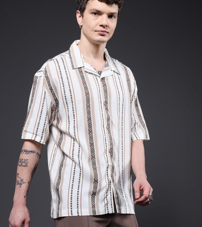 Mens Half Sleeve Casual Shirt  – White