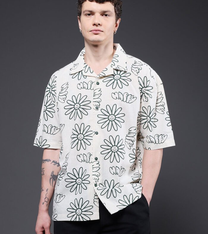 Mens Half Sleeve Casual Shirt  – Off White