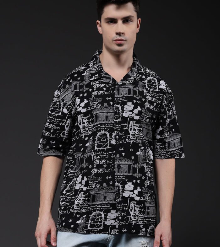 Mens Half Sleeve Casual Shirt Black 7
