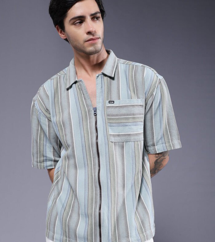 Mens Half Sleeve Casual Shirt Sky 1