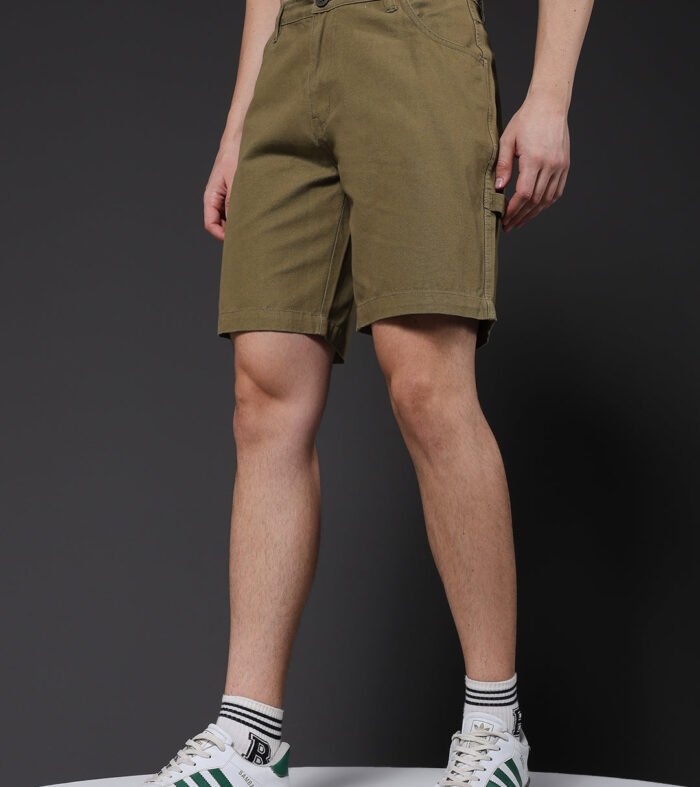 Mens Cotton Utility Shorts  – Olive