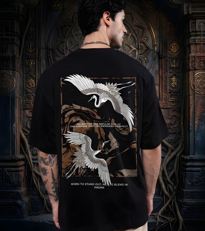 CONCRETE CRANES Men Oversized Terry Graphic T-Shirt