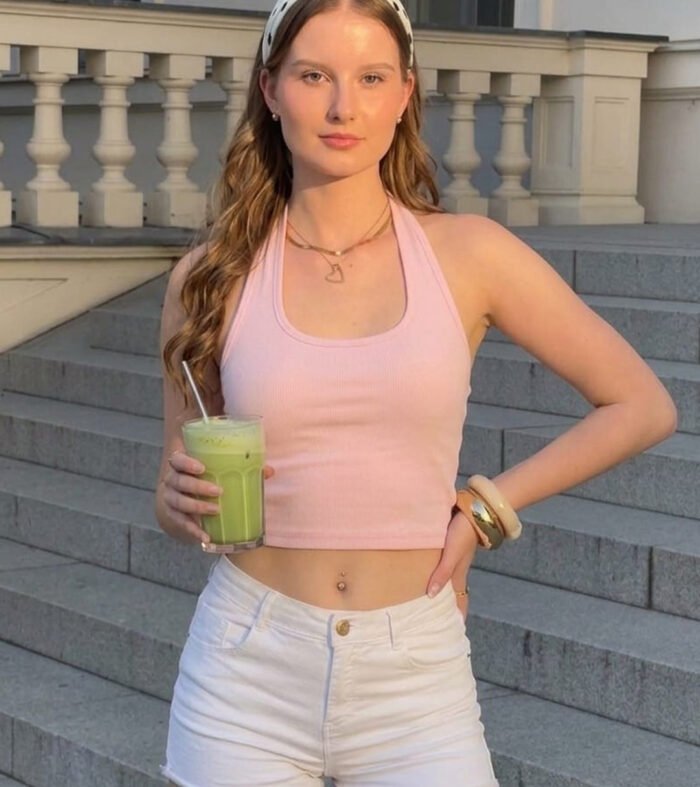 POWDER PINK HALTER TOP