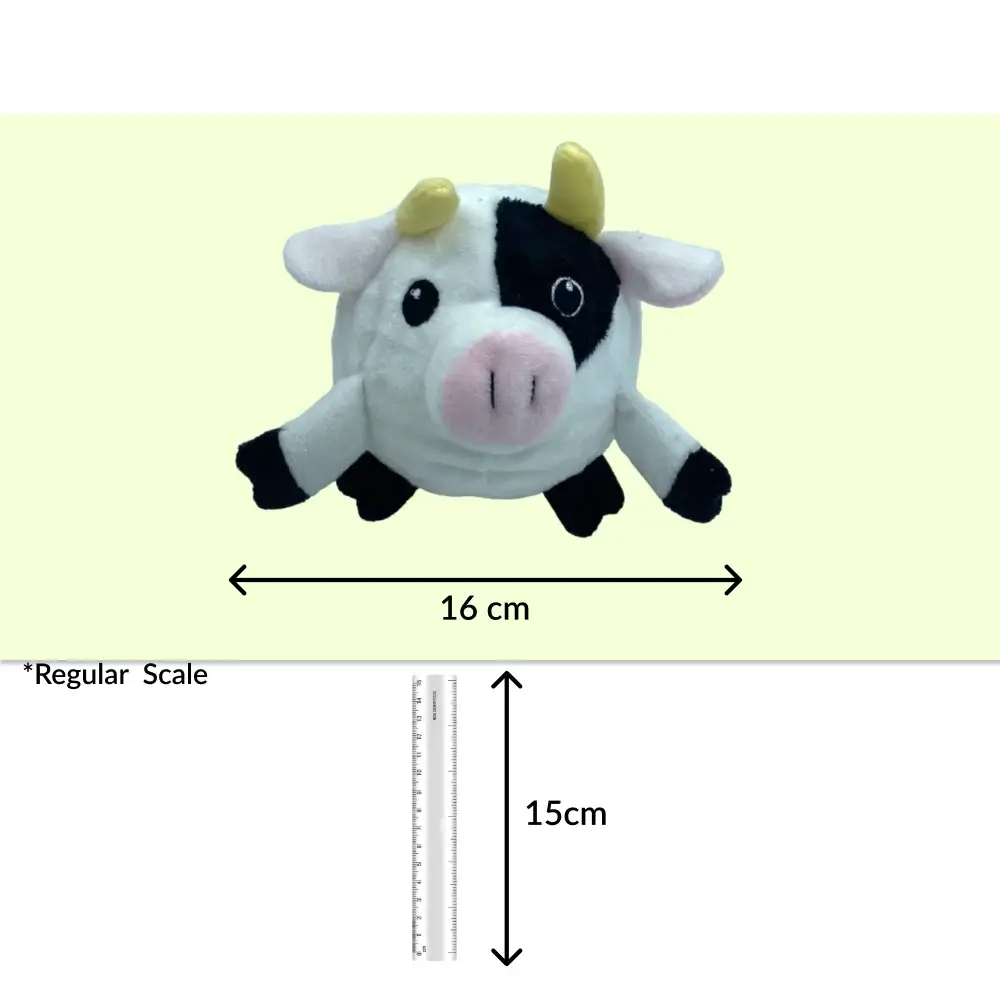 Talking Dog Club Cow Happy Bouncer Plush Ball Toy for Dogs (White)