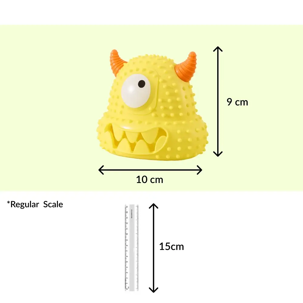 Talking Dog Club Monster Head Tough Rubber Chew Toy for Dogs (Yellow)