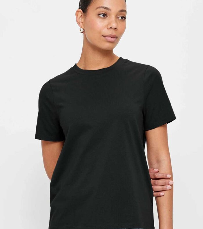 Women Solid Half Sleeve T-Shirt - Black