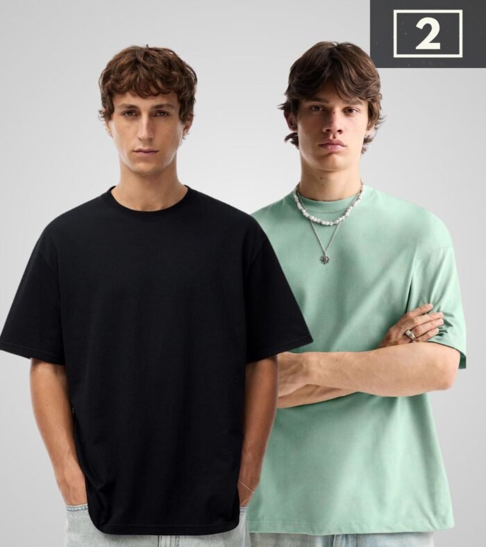 Solid Oversized T-Shirt Men Combo - Pack of 2