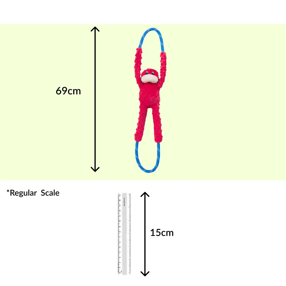 Zippy Paws RopeTugz Monkey Red Plush Toy for Dogs